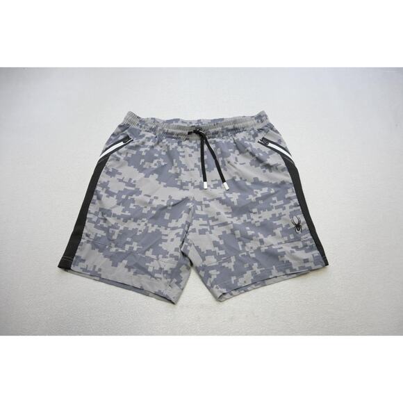 Spyder Gym Shorts Athletic Pixel Camo W/Pocket Stretch Mens Sz Large - Picture 1 of 7